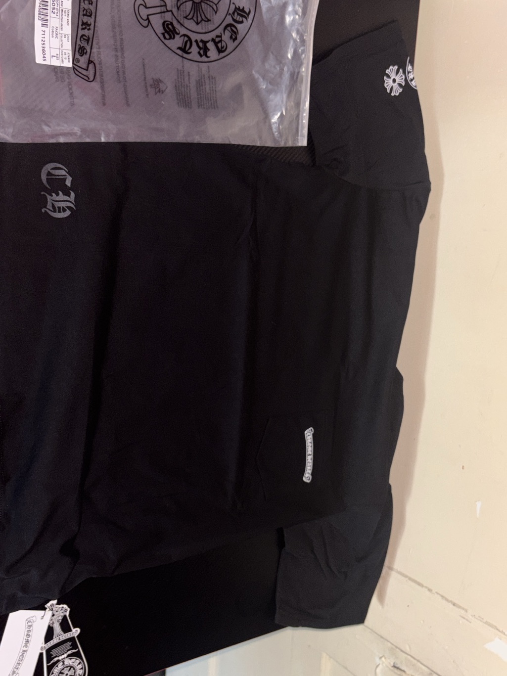 Chrome Hearts Black Long Sleeve Tee With White Logo Tags